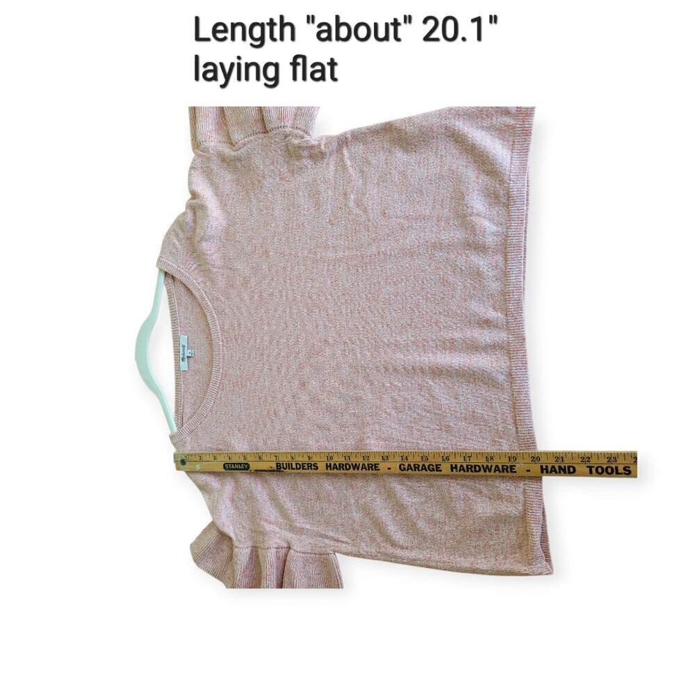 Madewell Peachy Pink Flutter Sleeve Sweater Tee Soft Easy Boxy Medium Womens - Picture 13 of 13